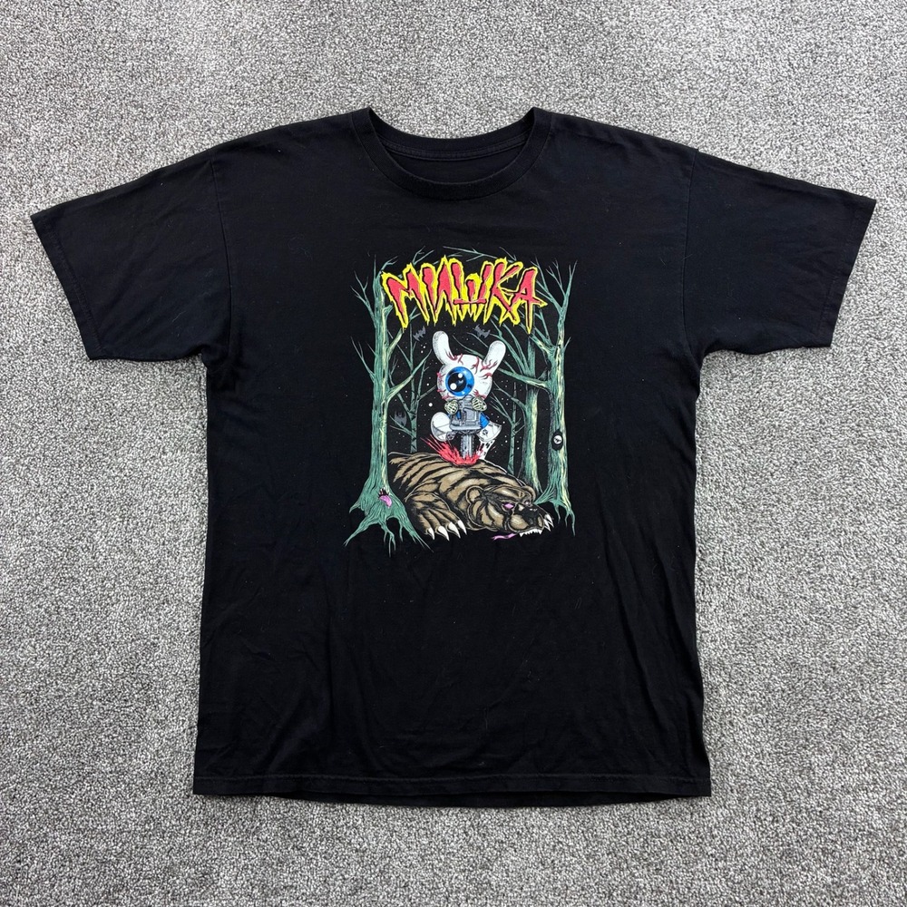 Mishka Korbt Shirt Mens Large Black MNWKA Eyeball Bear Streetwear Killer